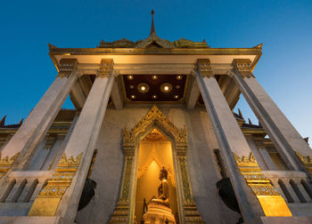 Low angle view of temple against clear sky