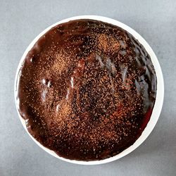 High angle view of chocolate in glass