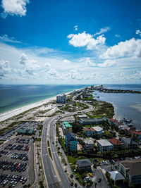 High angle view of sea against sky