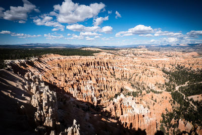 Scenic view of dramatic landscape against cloudy sky