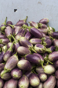 High angle view of onions in market