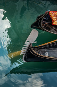 High angle view of boat in lake