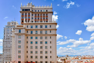 Buildings of downtown madrid on a sunny day and blue sky, spain