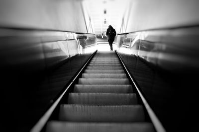 Rear view of woman walking on steps