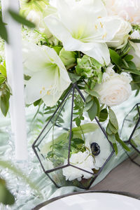 Close-up of white rose bouquet