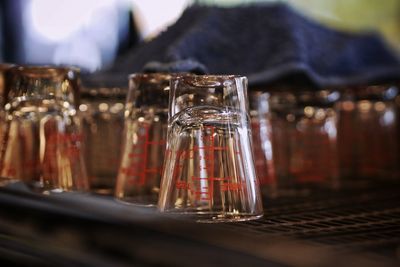 Close-up of glass jar on table