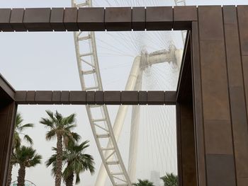 Low angle view of palm trees and building against sky