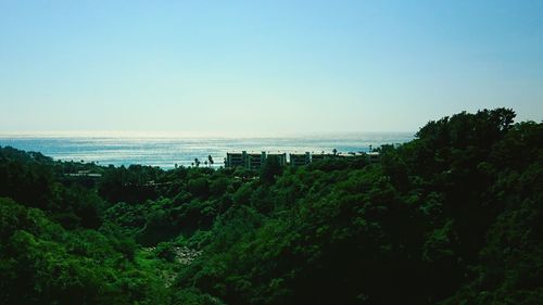 Scenic view of sea against clear sky