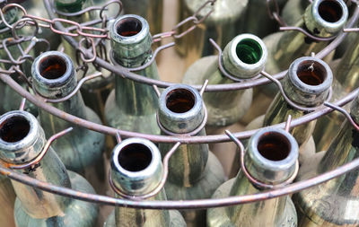 Old empty bottles in a close up view