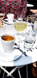 Coffee cups on table