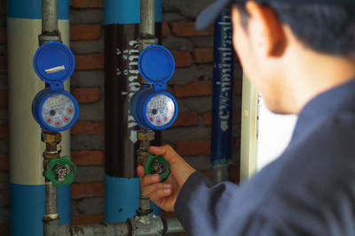 Close-up of man working