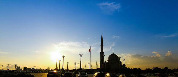 View of city at sunset