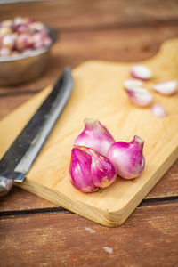Close-up of vegetables on cutting board