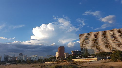 Modern buildings in city against sky