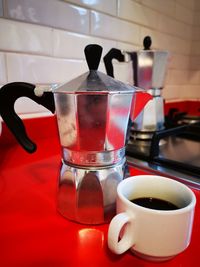 Close-up of coffee cup on table