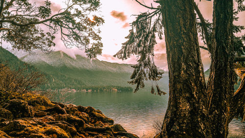 Scenic view of lake against sky