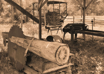 Abandoned log on field