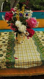 Close-up of flowers on table