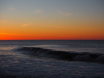 Scenic view of sea during sunset