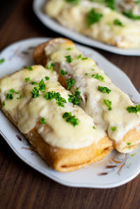 Close-up of meal served in plate