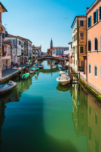 Canal passing through city buildings