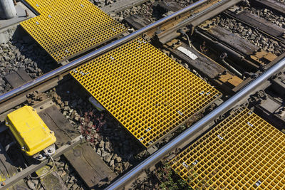 High angle view of railroad tracks