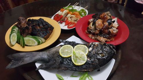 Close-up of food served in plate