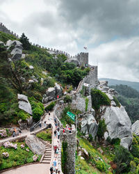 View of the castle dos mouros near the city of sintra, portugal.