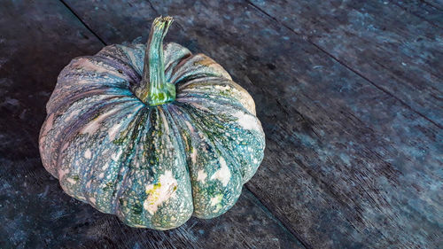 High angle view of pumpkin on table