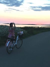 Scenic view of calm sea at sunset