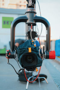 Close-up of video camera