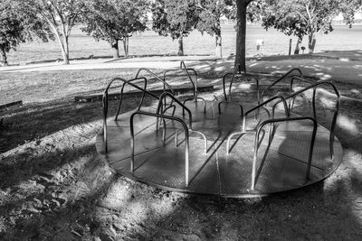 Empty bench in park