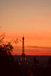 Silhouette of tower during sunset