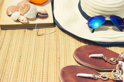 High angle view of sunglasses on table