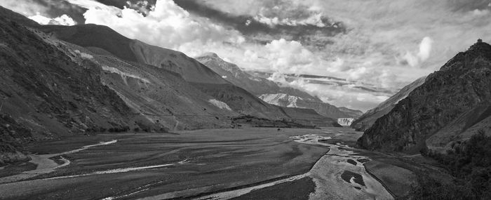 Scenic view of village against sky