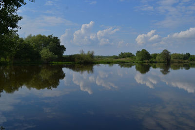 Scenic view of lake against sky