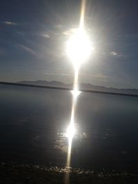 Scenic view of lake against sky at sunset