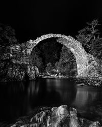 Reflection of trees in water at night