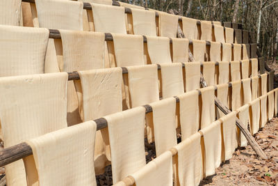 View of wooden fence in row