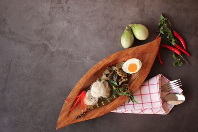 High angle view of chopped vegetables on cutting board