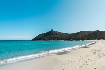 The beautiful beach of porto giunco, villasimius, sardinia