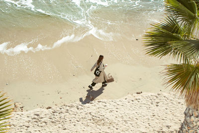 High angle view of people on beach