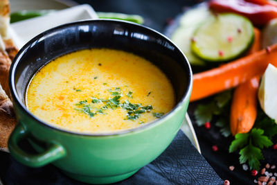 Close-up of soup in bowl