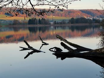 Scenic view of lake against sky