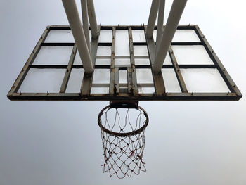 Low angle view of basketball hoop against sky