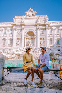 Couple against historical building