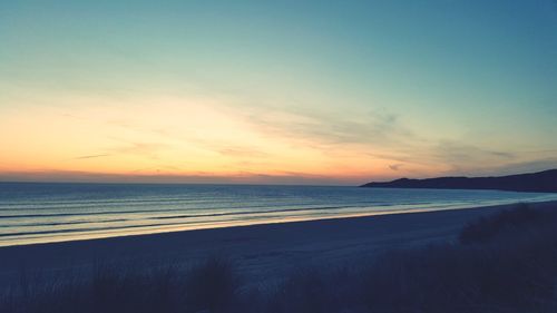 Scenic view of sea against sky at sunset