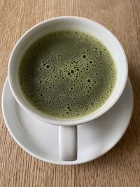 High angle view of coffee on table