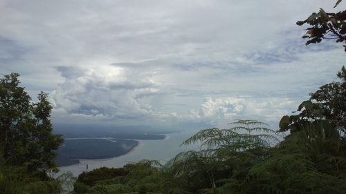 Scenic view of sea against cloudy sky