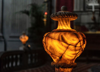 Close-up of pumpkin statue